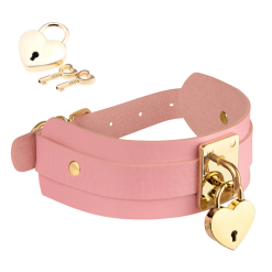 Heart Lock & Key Collar Pink-Gold