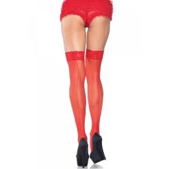 Sheer Backseam Stockings Red