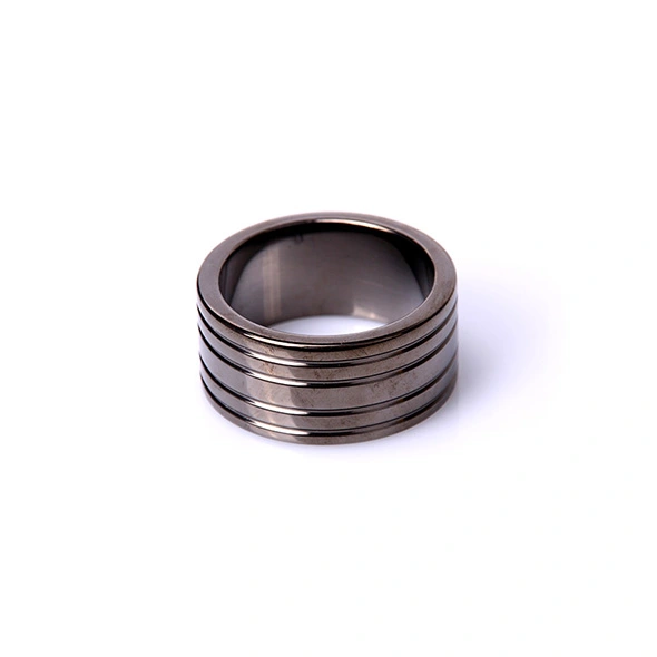 Black Steel Cockring Ribbed 1 Black Steel Cockring Ribbed