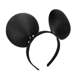 Vegan Leather Mouse Ears Black-Silver
