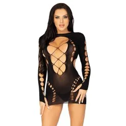 Leg Avenue – Long Sleeve Cut Out Mini Dress Black