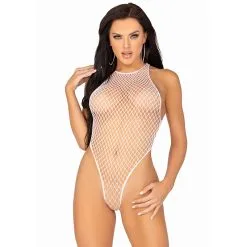 Leg Avenue – Net Body Met Drukknoopsluiting Wit