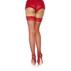 Stay Up Fishnet Stockings Red