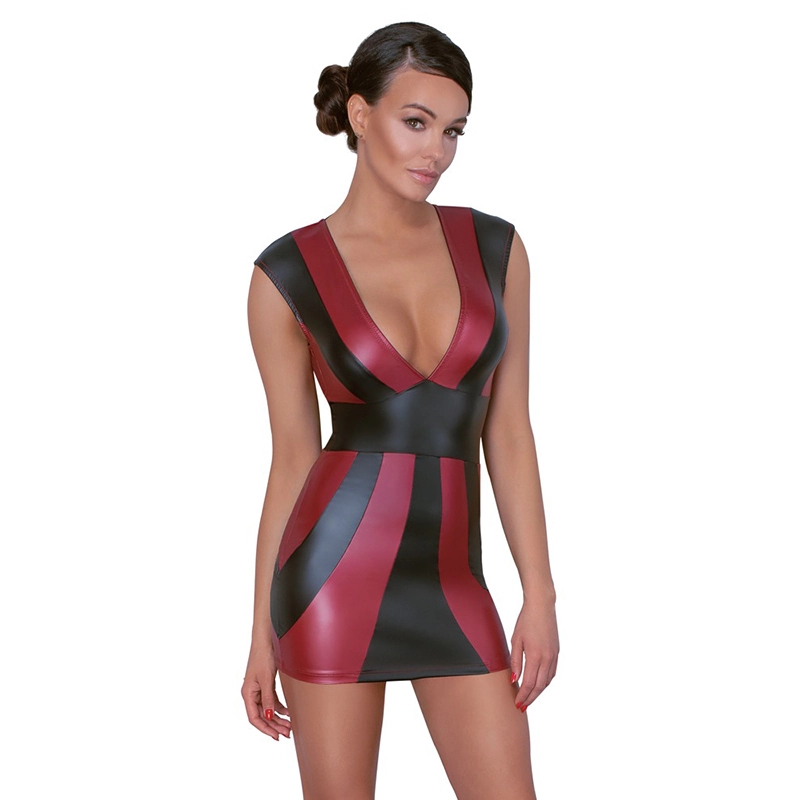 Cottelli – Wetlook Mini Jurkje Zwart Rood 1 Cottelli – Wetlook Mini Jurkje Zwart Rood