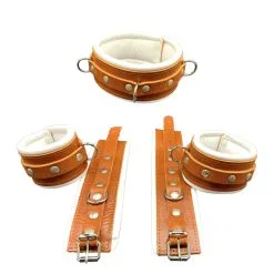 Leren Boeien Set Small Bruin Wit