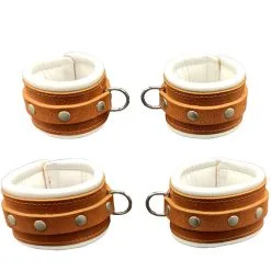 Leren Boeien Set Small Bruin Wit 6 Leren Boeien Set Small Bruin Wit -Bondage winkel DSRPBEBSBW 1 800