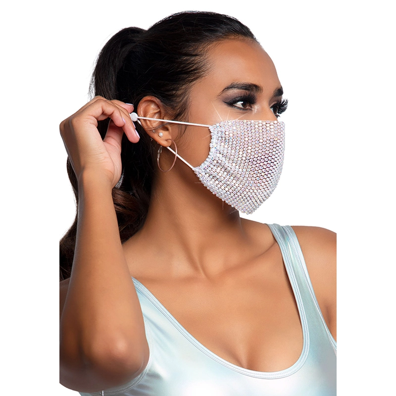Harlow Rhinest Face Mask Cover White 1 Harlow Rhinest Face Mask Cover White