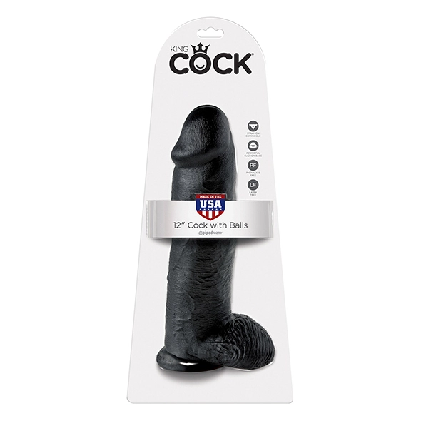 12 Inch Dildo Met Ballen Black 2 12 Inch Dildo Met Ballen Black - Afbeelding 2