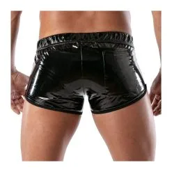 TOF-Paris – Vinyl Mini Shorts -Bondage winkel TOF185N 2 vinyl mini shorts black