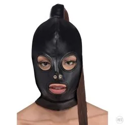 Bondage Masker Met Bruine Paardenstaart
