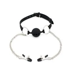 Mondknevel Met Bal En Tepelklemmen -Bondage winkel opr 2050058 02